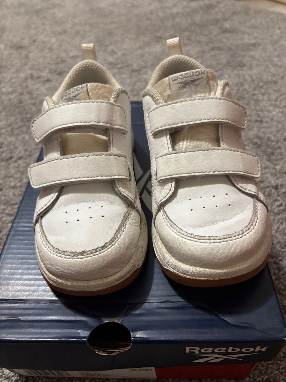 Reebok Kids White & Gum Velcro Sneakers